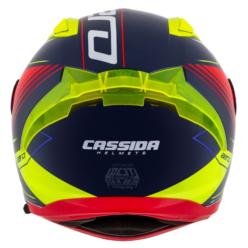 Motoristična čelada Cassida Aero Drome Integral Pearl Blue-Yellow-Orange-Red-White