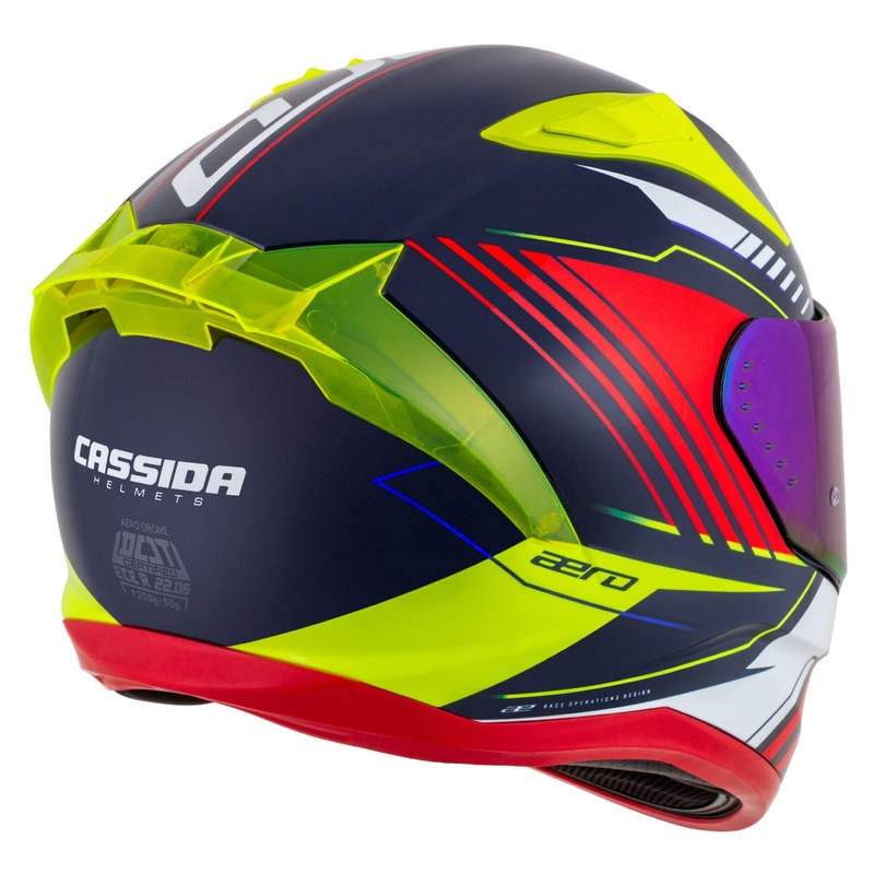 Motoristična čelada Cassida Aero Drome Integral Pearl Blue-Yellow-Orange-Red-White