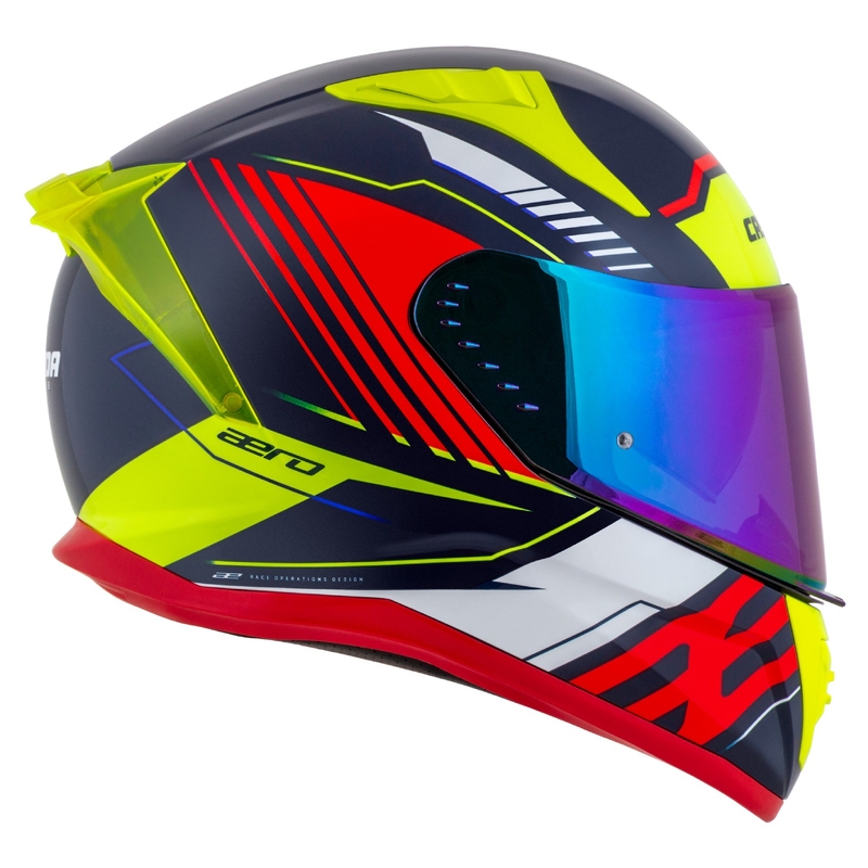 Motoristična čelada Cassida Aero Drome Integral Pearl Blue-Yellow-Orange-Red-White