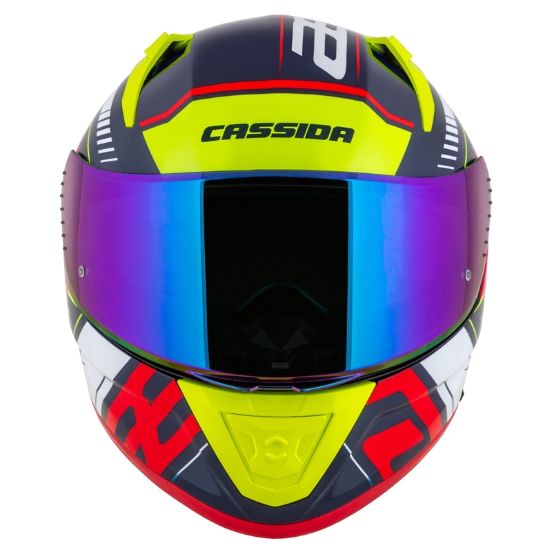 Motoristična čelada Cassida Aero Drome Integral Pearl Blue-Yellow-Orange-Red-White