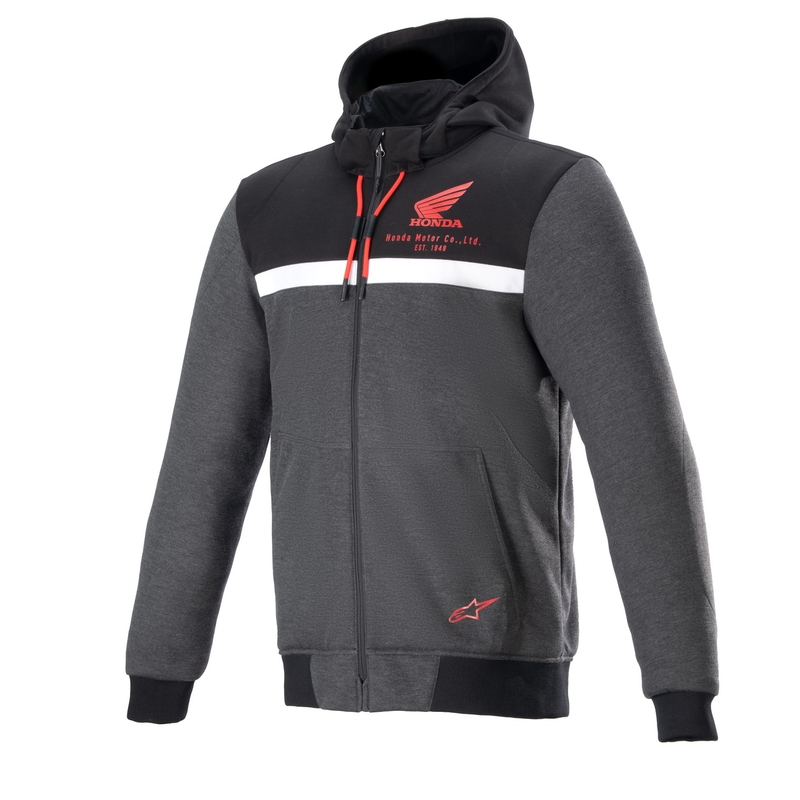 Alpinestars Chrome Street Hoodie Honda motoristična jopa črno-sivo-rdeča