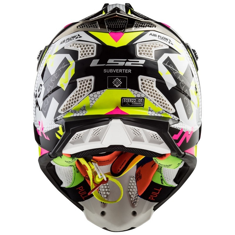 Motokros čelada LS2 MX470 Subverter belo-fluo rumeno-rožnata razprodaja