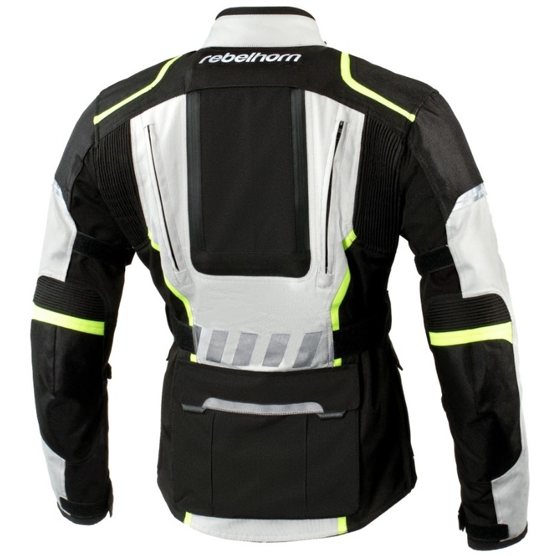 Ženske moto jakne Rebelhorn Hiker II black-grey-fluo yellow razprodaja