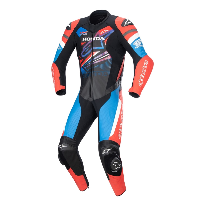 Moto kombinezon Alpinestars GP Force Honda črno-rdeč fluo-bel