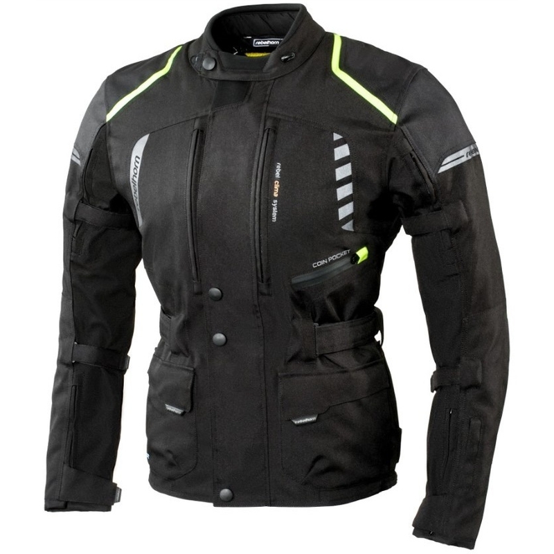 Moto jakna Rebelhorn Hiker II black-fluo yellow razprodaja