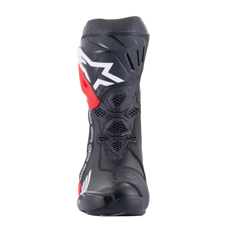 Moto škornji Alpinestars Supertech R Honda črno-rdeči fluo-modro-beli