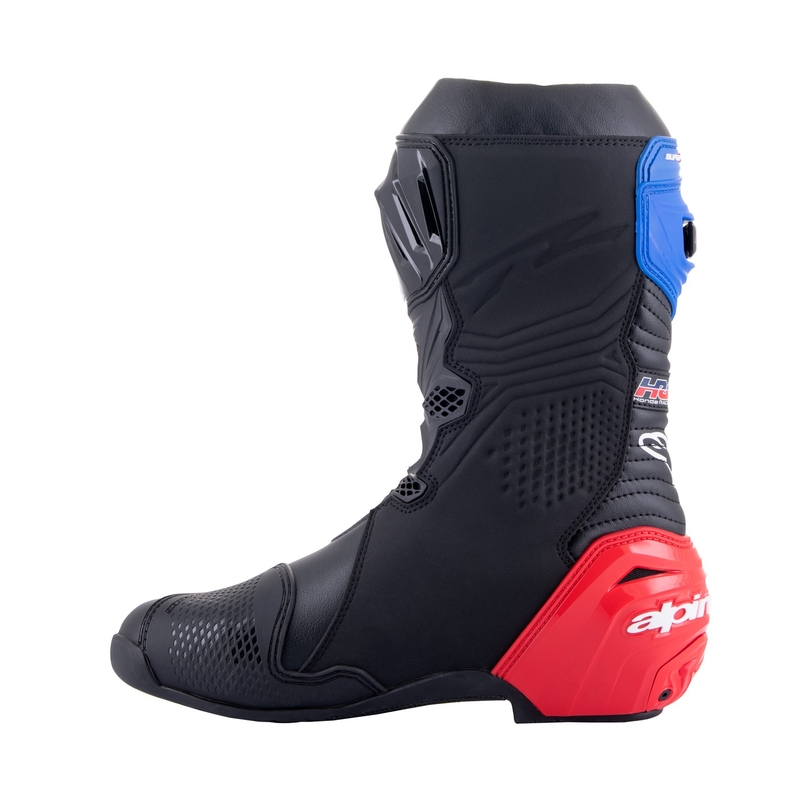 Moto škornji Alpinestars Supertech R Honda črno-rdeči fluo-modro-beli