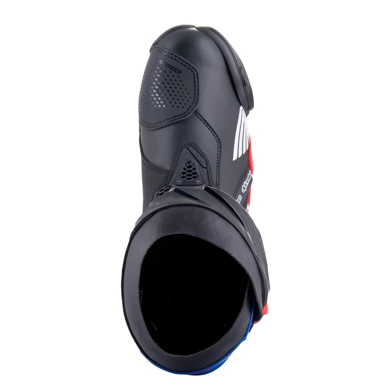 Moto škornji Alpinestars Supertech R Honda črno-rdeči fluo-modro-beli