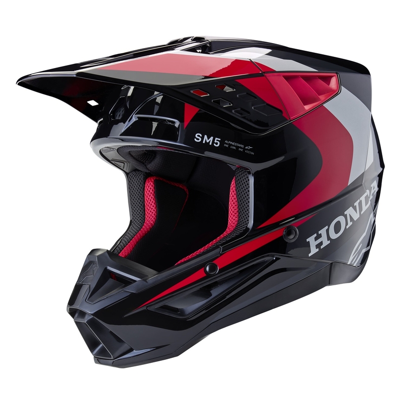 Kolekcija motokros čelad Alpinestars S-M5 Honda črno-rdeče-siva