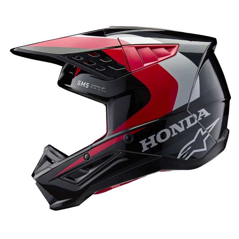 Kolekcija motokros čelad Alpinestars S-M5 Honda črno-rdeče-siva