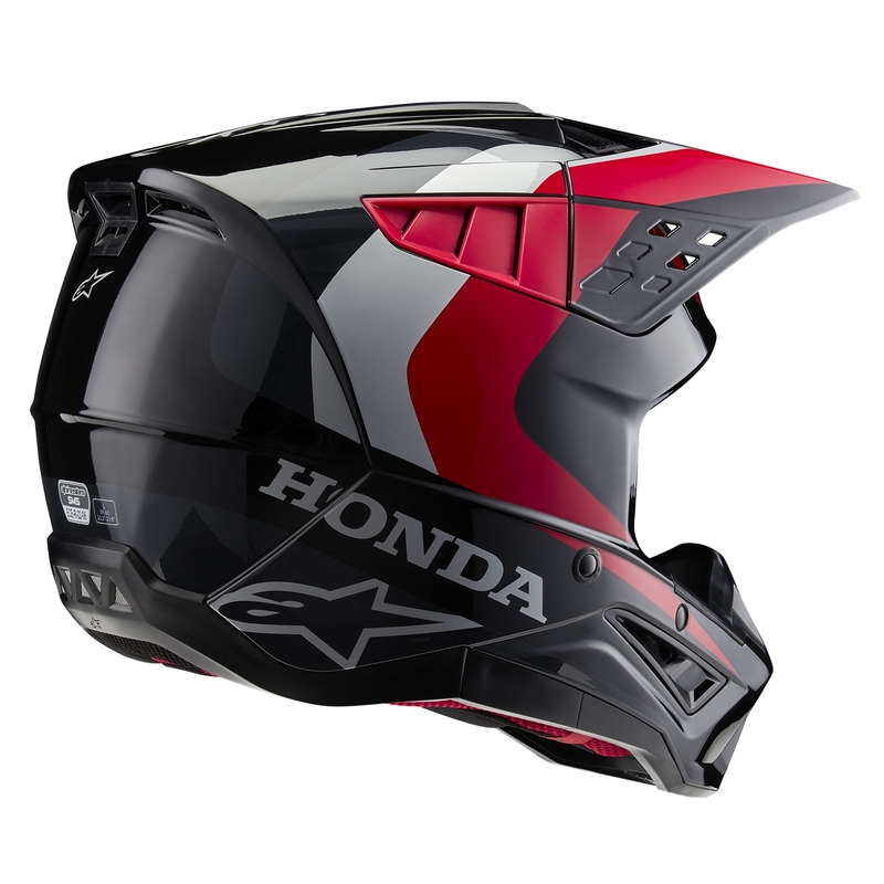Kolekcija motokros čelad Alpinestars S-M5 Honda črno-rdeče-siva