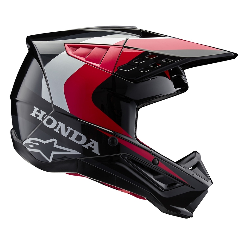 Kolekcija motokros čelad Alpinestars S-M5 Honda črno-rdeče-siva