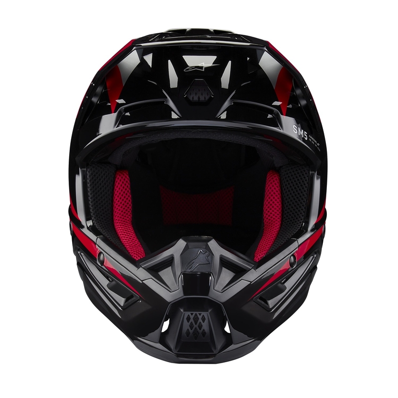 Kolekcija motokros čelad Alpinestars S-M5 Honda črno-rdeče-siva