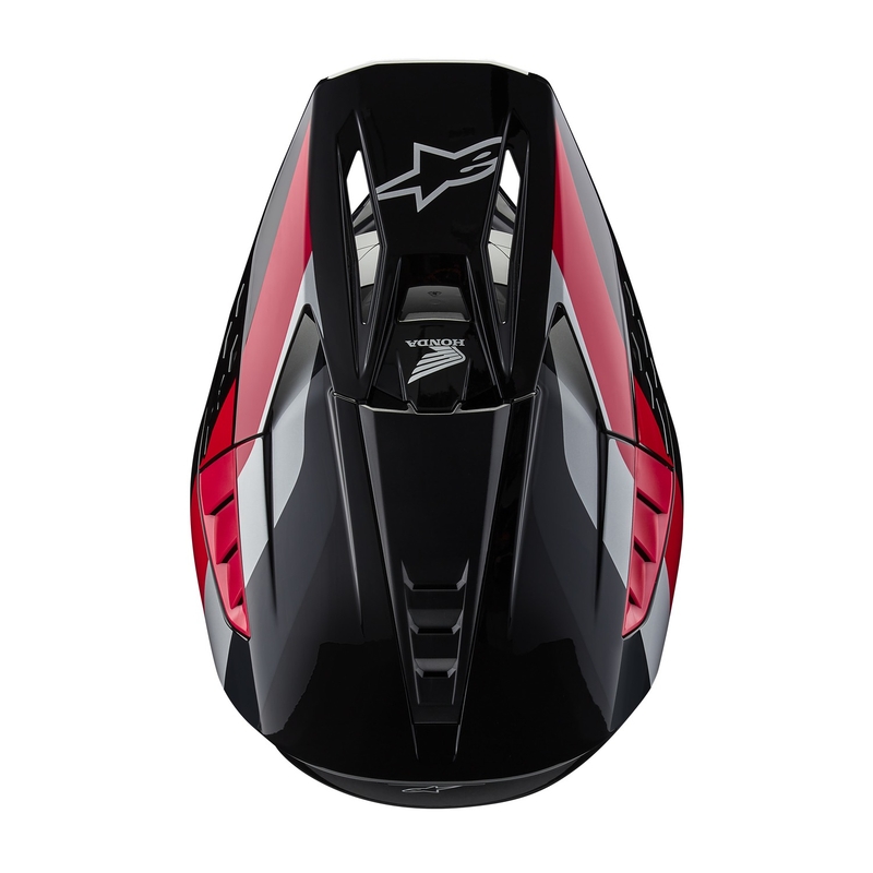 Kolekcija motokros čelad Alpinestars S-M5 Honda črno-rdeče-siva