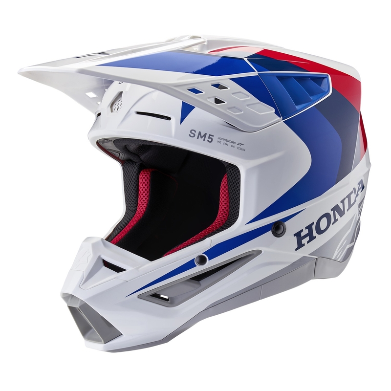 Kolekcija motokros čelad Alpinestars S-M5 Honda, belo-modro-rdeča
