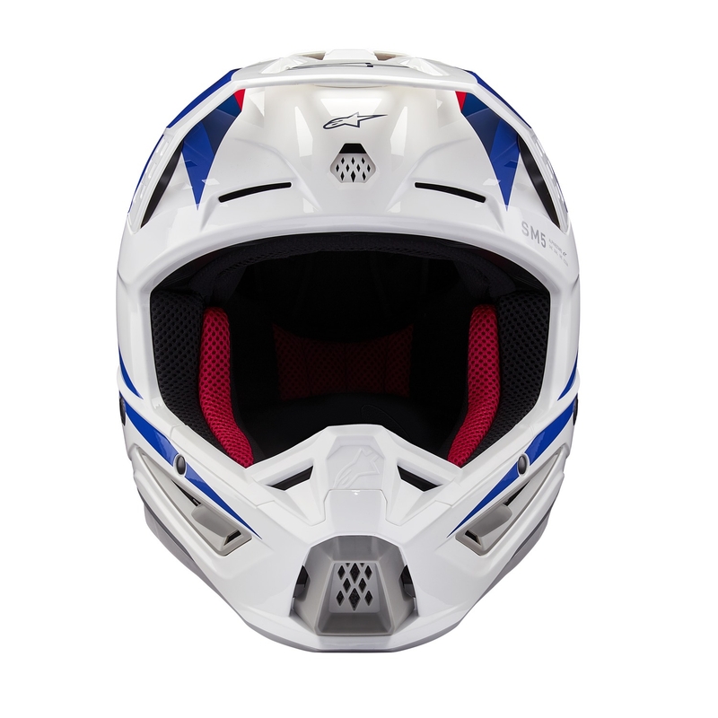 Kolekcija motokros čelad Alpinestars S-M5 Honda, belo-modro-rdeča