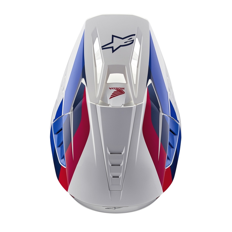 Kolekcija motokros čelad Alpinestars S-M5 Honda, belo-modro-rdeča