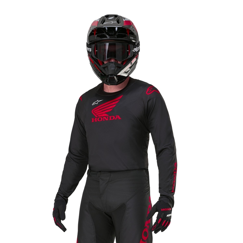 Motokros majica Alpinestars Racer Iconic Honda Collection črno-rdeča