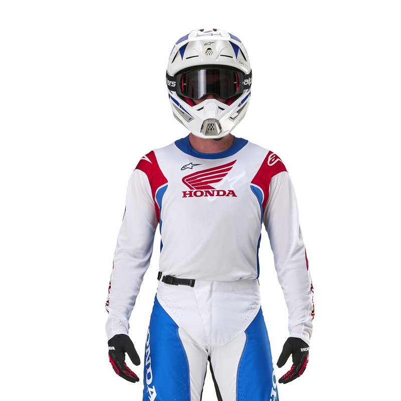 Alpinestars Racer Iconic Honda kolekcija motokros majica belo-modra-rdeče-črna