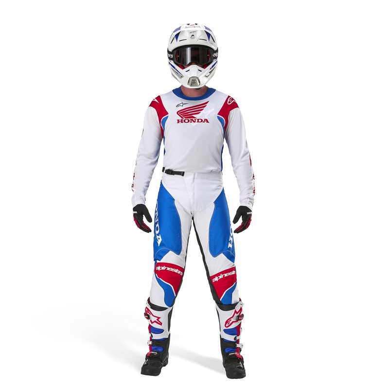 Alpinestars Racer Iconic Honda kolekcija motokros majica belo-modra-rdeče-črna