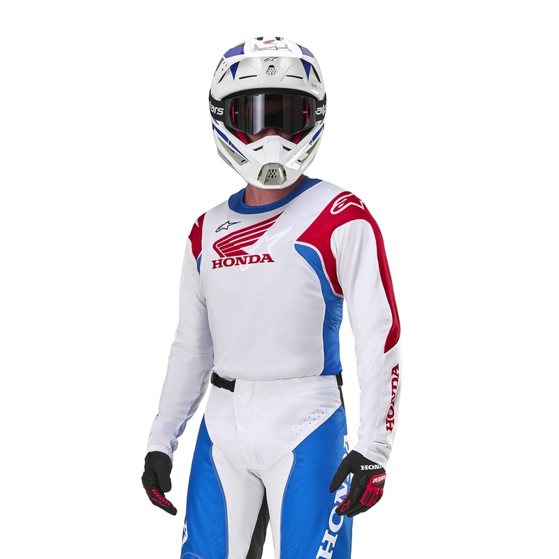 Alpinestars Racer Iconic Honda kolekcija motokros majica belo-modra-rdeče-črna