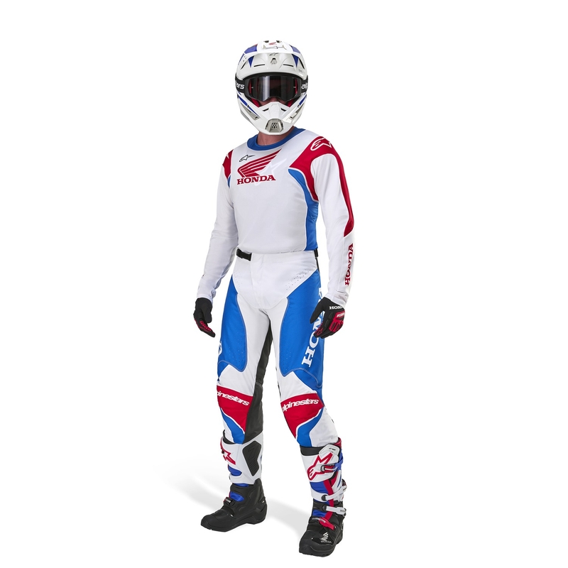 Alpinestars Racer Iconic Honda kolekcija motokros majica belo-modra-rdeče-črna