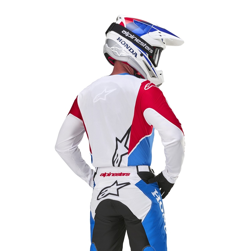 Alpinestars Racer Iconic Honda kolekcija motokros majica belo-modra-rdeče-črna