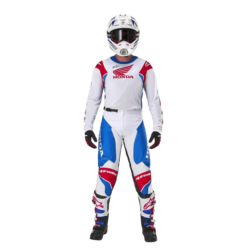 Alpinestars Racer Iconic Honda kolekcija motokros hlače bele-modre-rdeče-črne