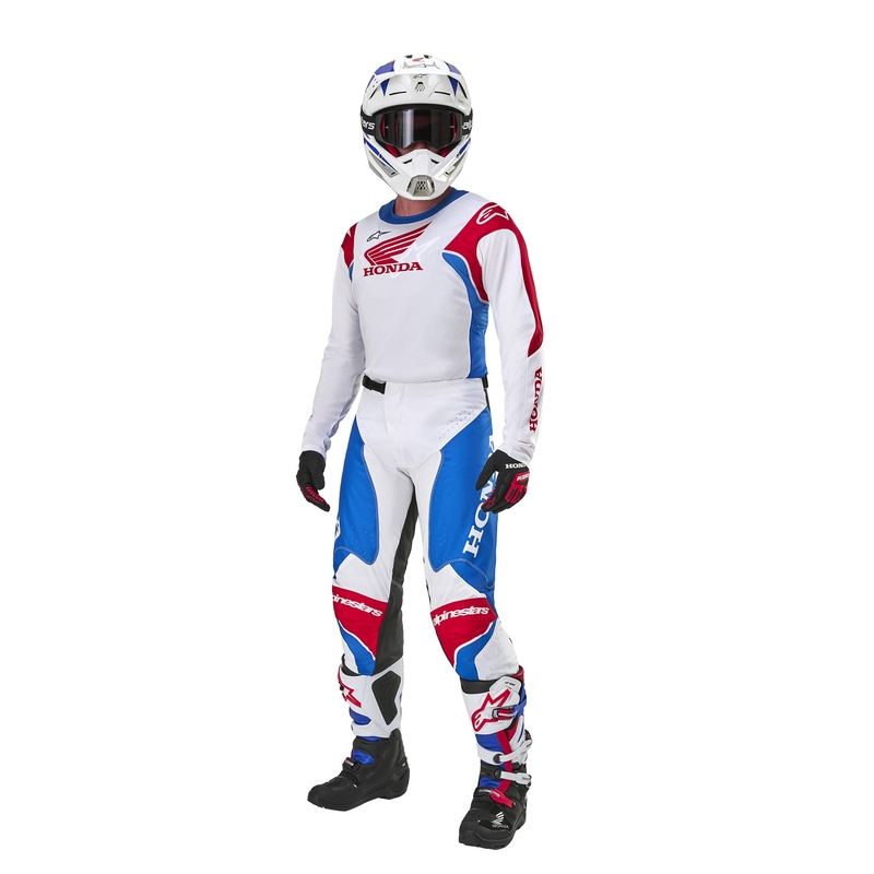 Alpinestars Racer Iconic Honda kolekcija motokros hlače bele-modre-rdeče-črne