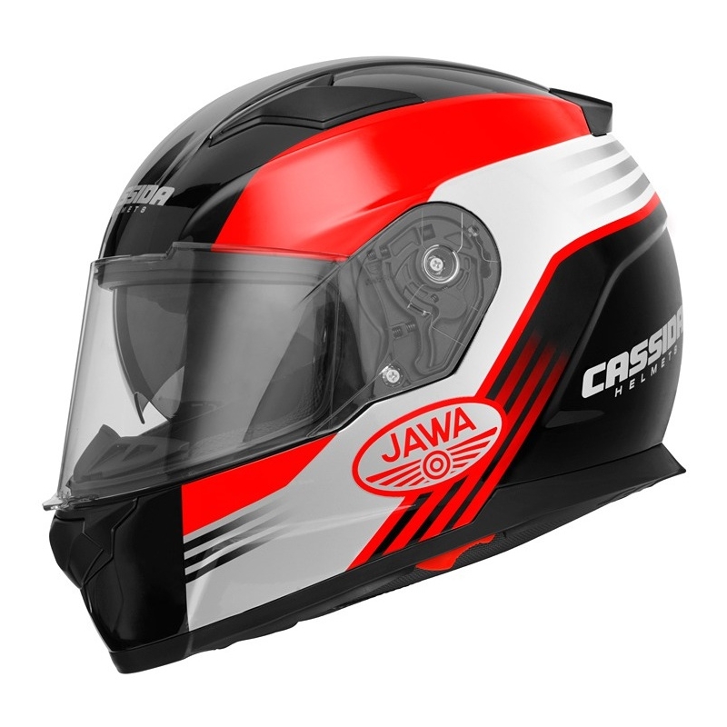 Motoristična čelada Cassida Apex Jawa - rdeča-črna-siva