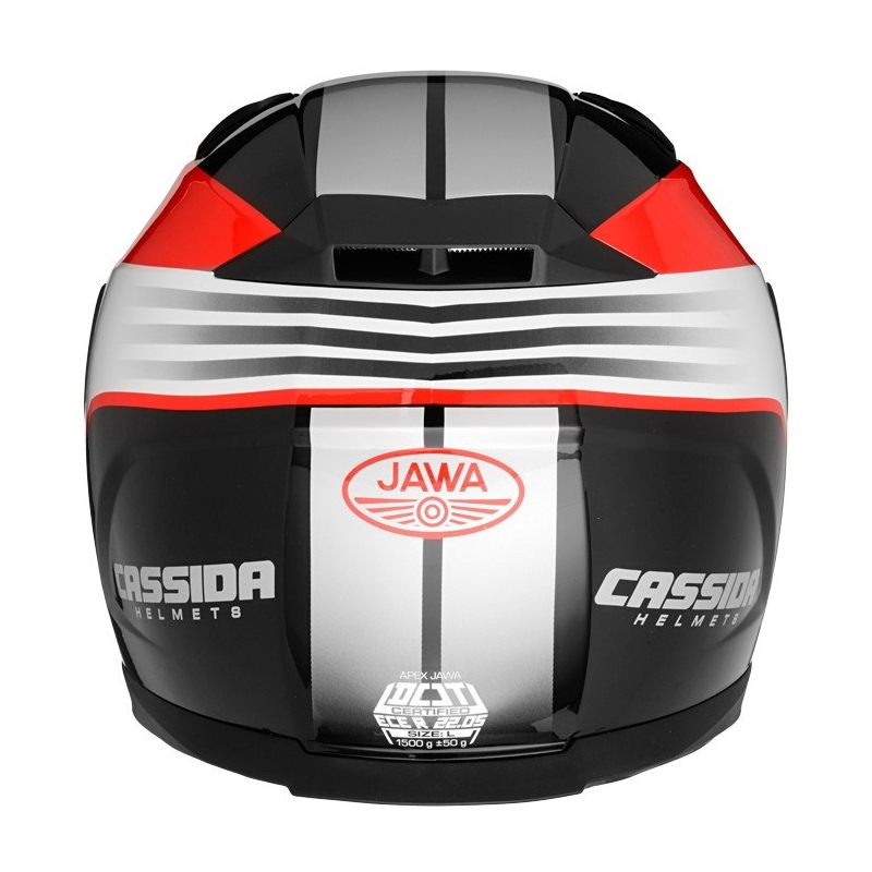 Motoristična čelada Cassida Apex Jawa - rdeča-črna-siva