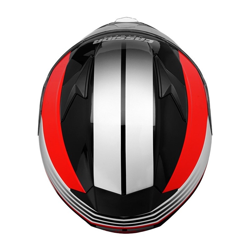 Motoristična čelada Cassida Apex Jawa - rdeča-črna-siva