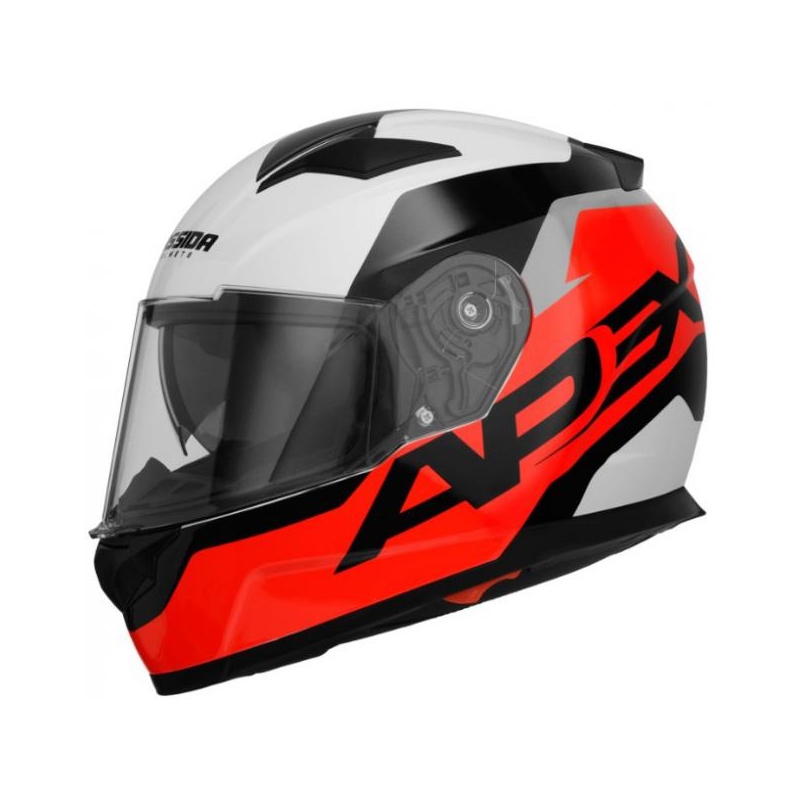 Cassida Apex Contrast črno-bela-siva-fluo rdeča motoristična čelada