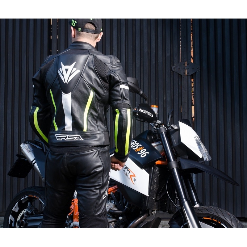 Moška motoristična jakna RSA Virus black-white-fluo yellow razprodaja
