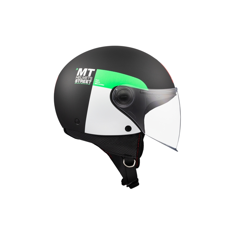 Odprta motoristična čelada MT STREET INBOARD D6 mat črno-zelena