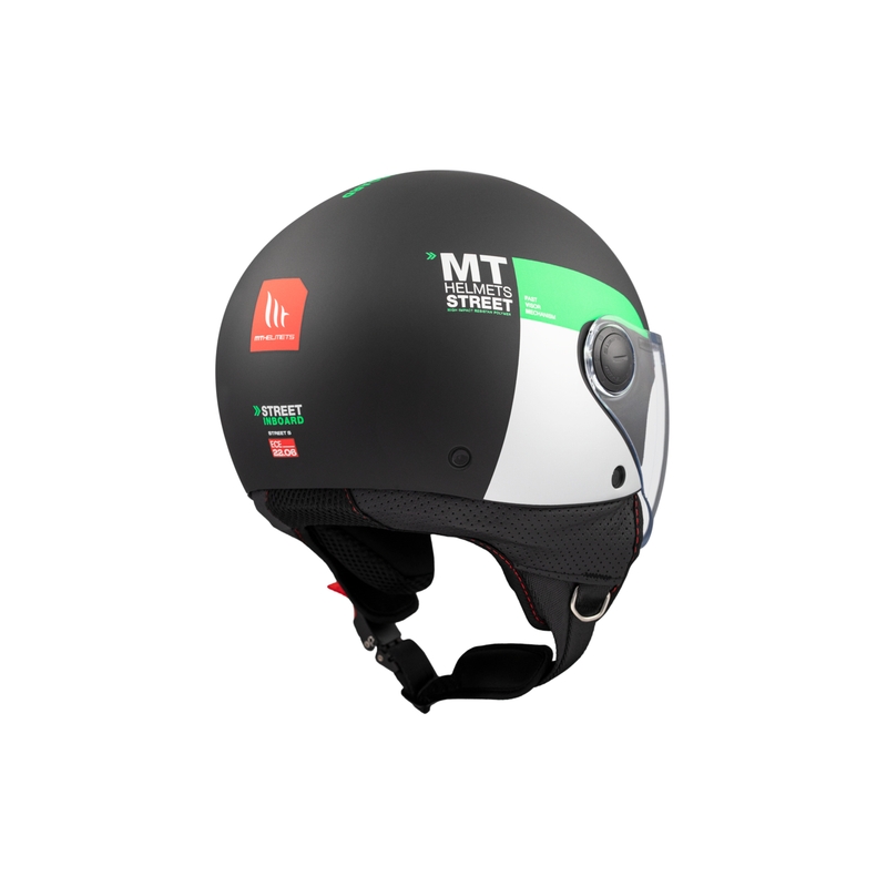 Odprta motoristična čelada MT STREET INBOARD D6 mat črno-zelena