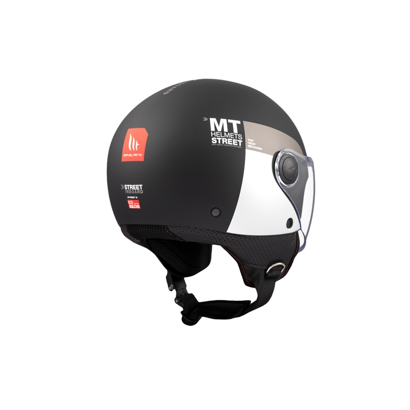 Odprta motoristična čelada MT STREET INBOARD D2 mat črno-srebrna