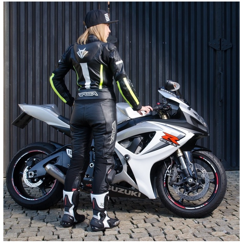 Ženski motoristični kombinezon RSA Virus Black-White-Fluo Yellow razprodaja