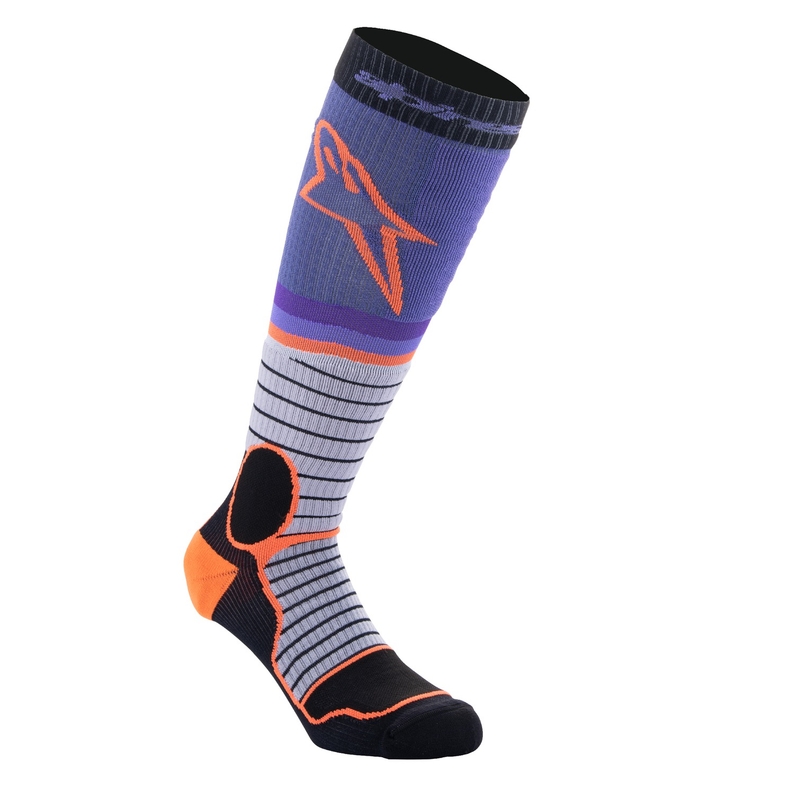 Nogavice Alpinestars MX PRO črno-sivo-vijolično-oranžne