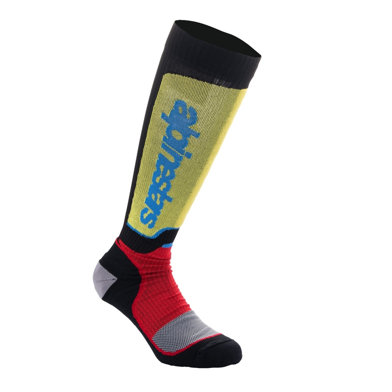 Nogavice Alpinestars MX Plus črno-rdeče fluo-rumene fluo-modre