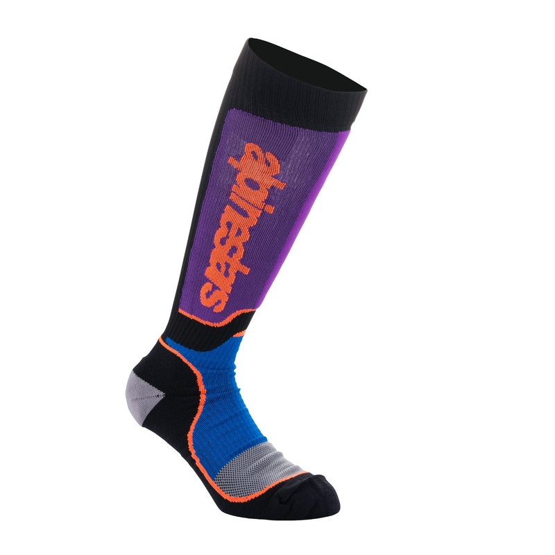 Otroške nogavice Alpinestars MX Plus črno-oranžno-vijolično-modro-sivo