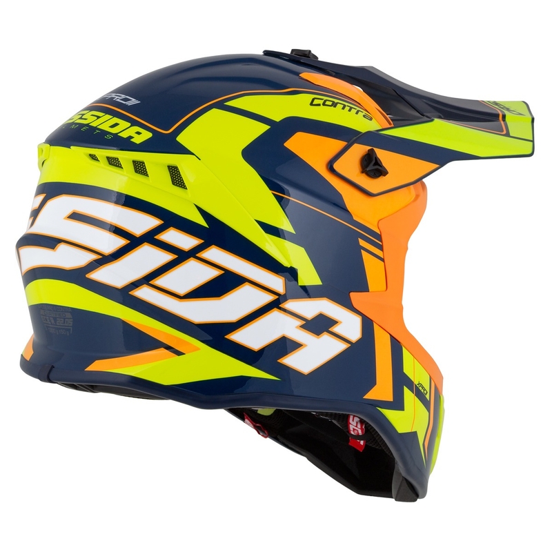 Motokros čelada Cassida Cross Pro 2 Contra fluo rumeno-oranžno-modra