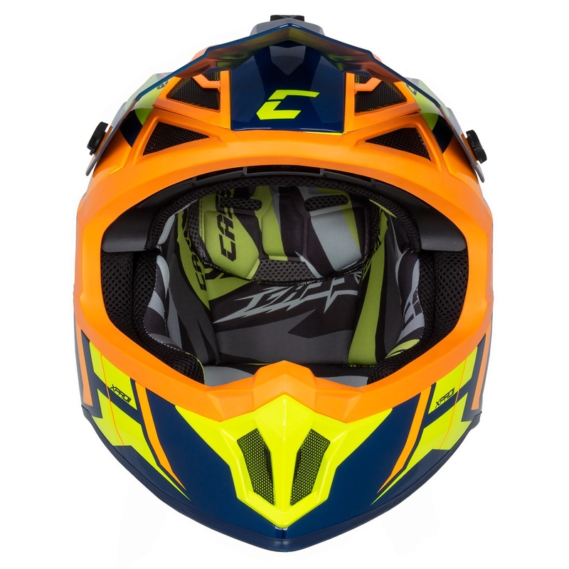 Motokros čelada Cassida Cross Pro 2 Contra fluo rumeno-oranžno-modra