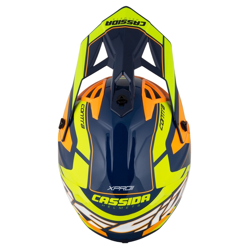 Motokros čelada Cassida Cross Pro 2 Contra fluo rumeno-oranžno-modra
