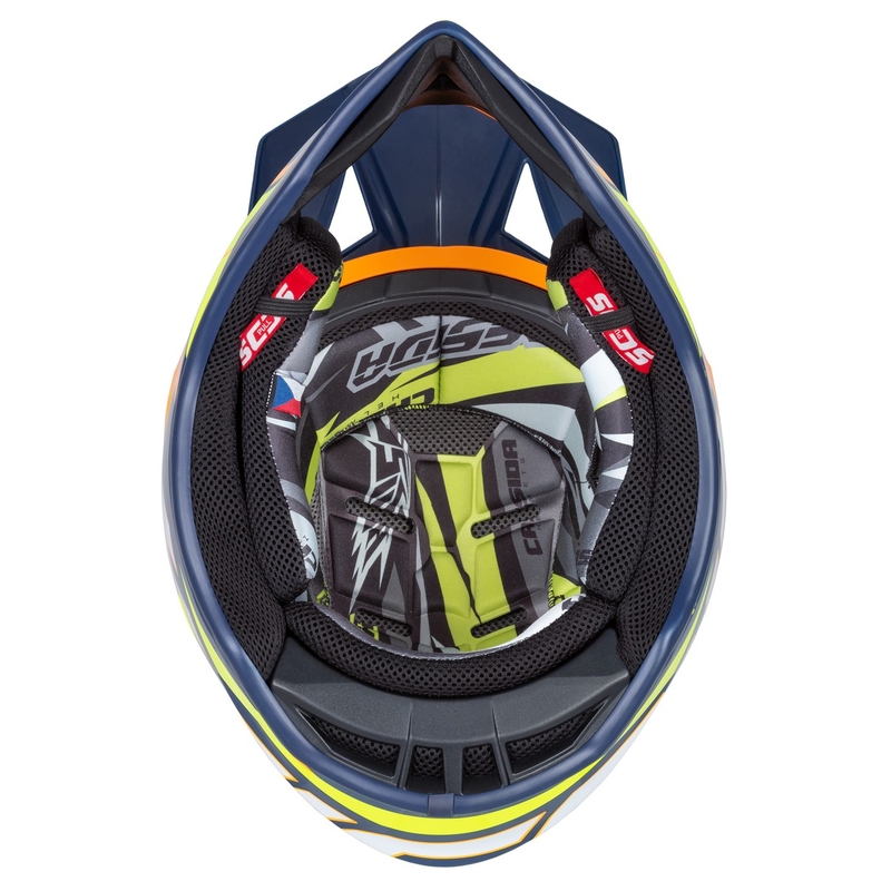 Motokros čelada Cassida Cross Pro 2 Contra fluo rumeno-oranžno-modra