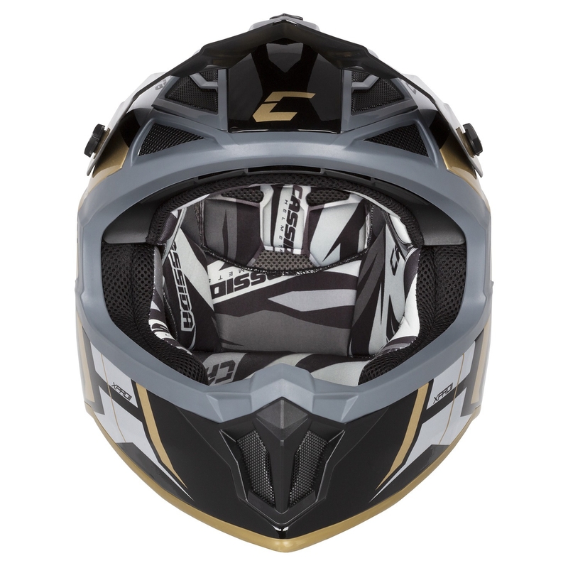 Cassida Cross Pro 2 Contra motokros čelada zlata biserno-sivo-črna