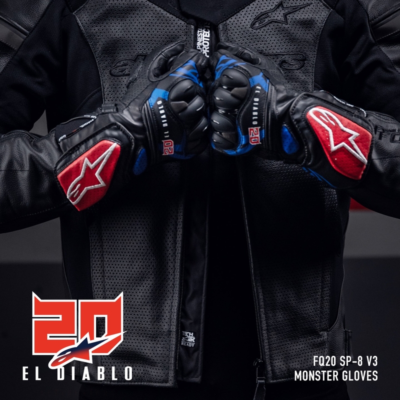 Alpinestars SP-8 3 Monster FQ20 motoristične rokavice črno-rdeče-modro-bele