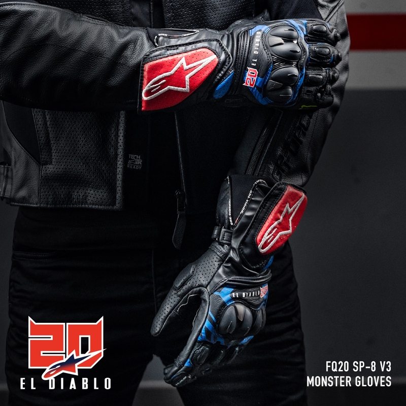 Alpinestars SP-8 3 Monster FQ20 motoristične rokavice črno-rdeče-modro-bele