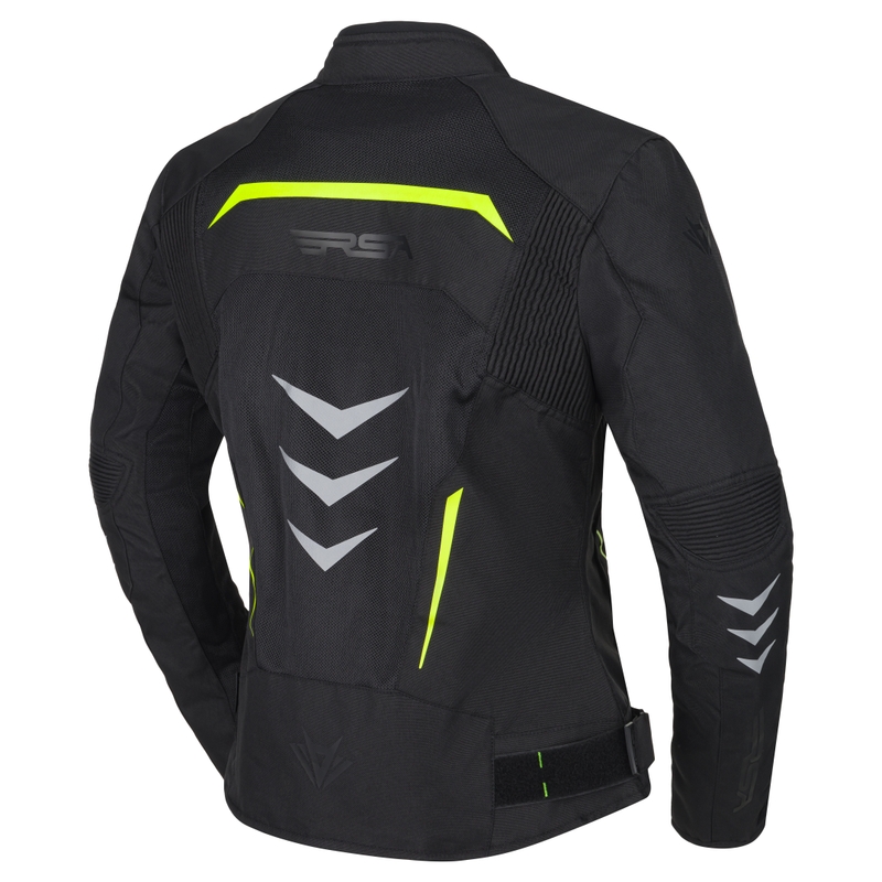 Ženska motoristična jakna RSA Runway črno-fluo rumena
