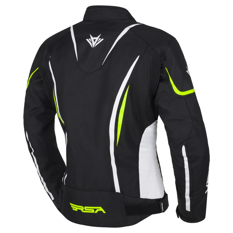 Ženska motoristična jakna RSA Wasp črno-bela-fluo rumena